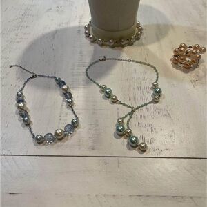 Elegant 4-Piece Boutique Pearl Style Jewelry 3-Necklaces along with 1- Bracelet